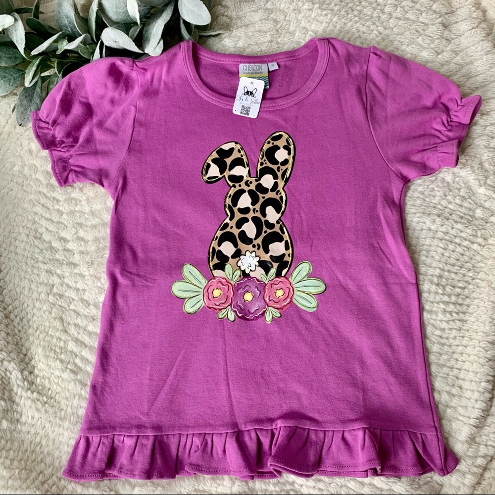 [3/$20] Leopard Print Easter Bunny Youth Graphic Tee